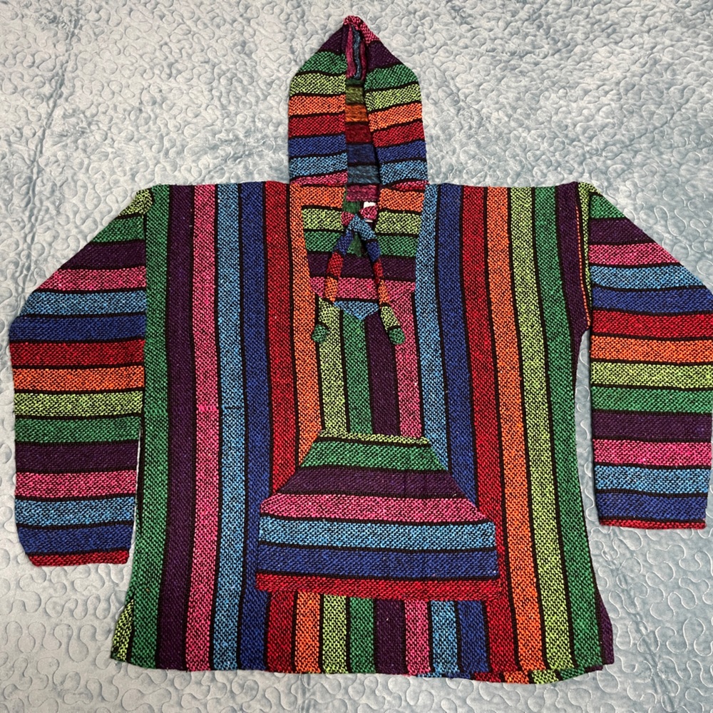 Art-Maz Baja Unisex Jacket Poncho Size L Front Pocket Colorful!